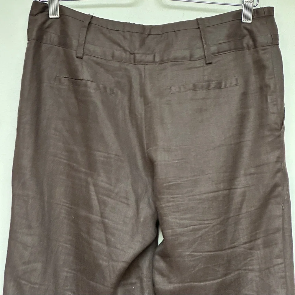 Saint Tropez West Brown 100% Linen Wide Leg Pants Size 6 - Picture 8 of 11